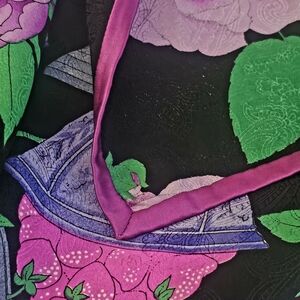 Vintage Elegant Floral Silk Scarf Head Wrap Large Square 32x32"